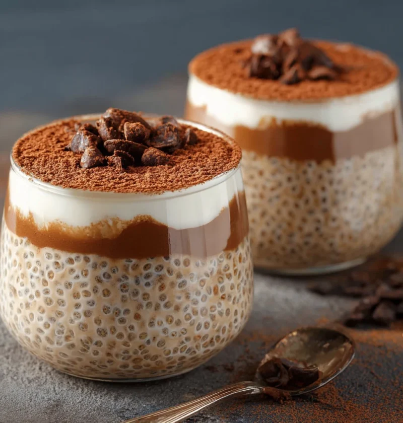 High Protein Tiramisu Chia Pudding