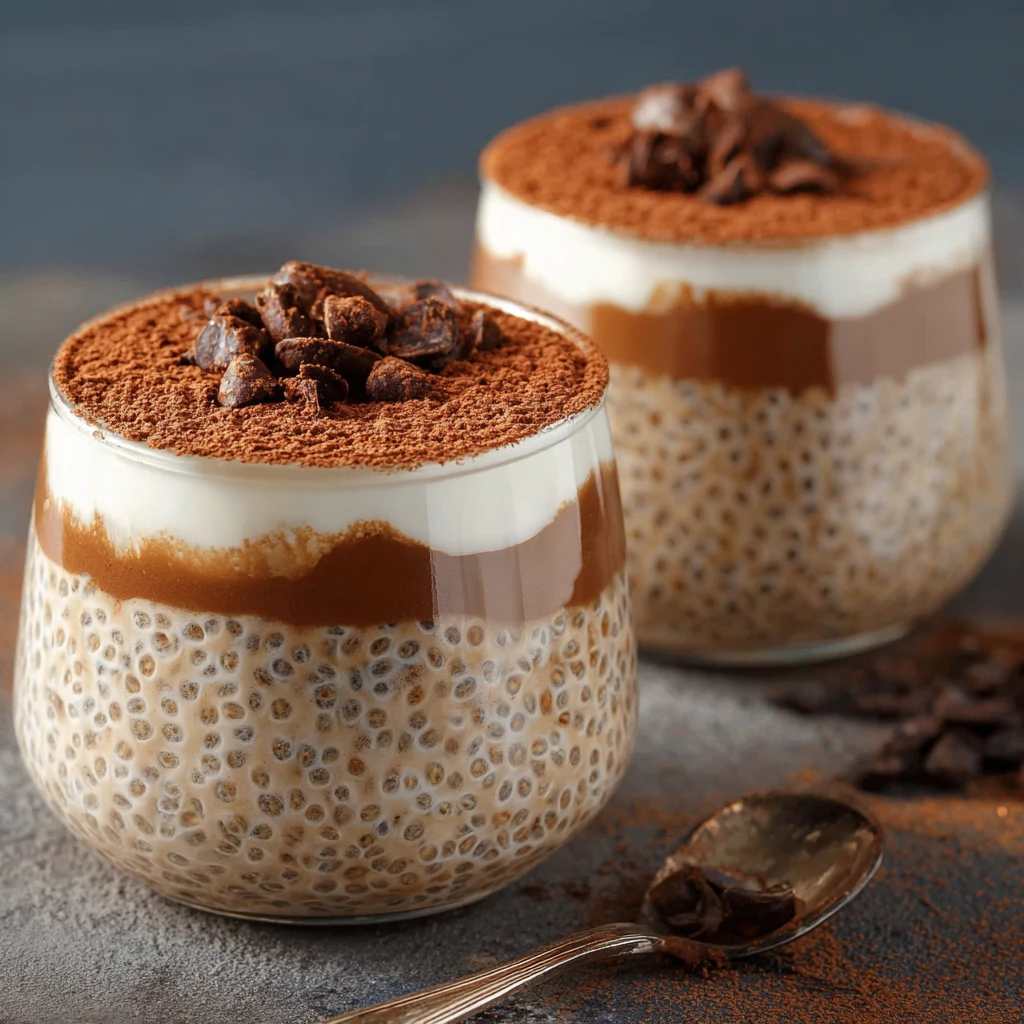 High Protein Tiramisu Chia Pudding