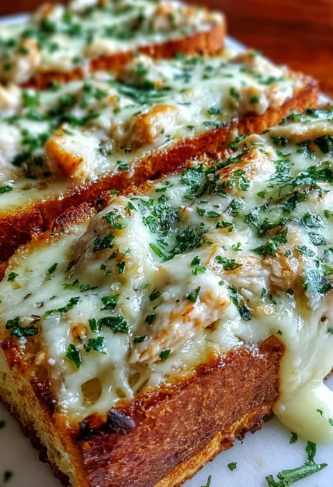 Chicken Alfredo Garlic Bread