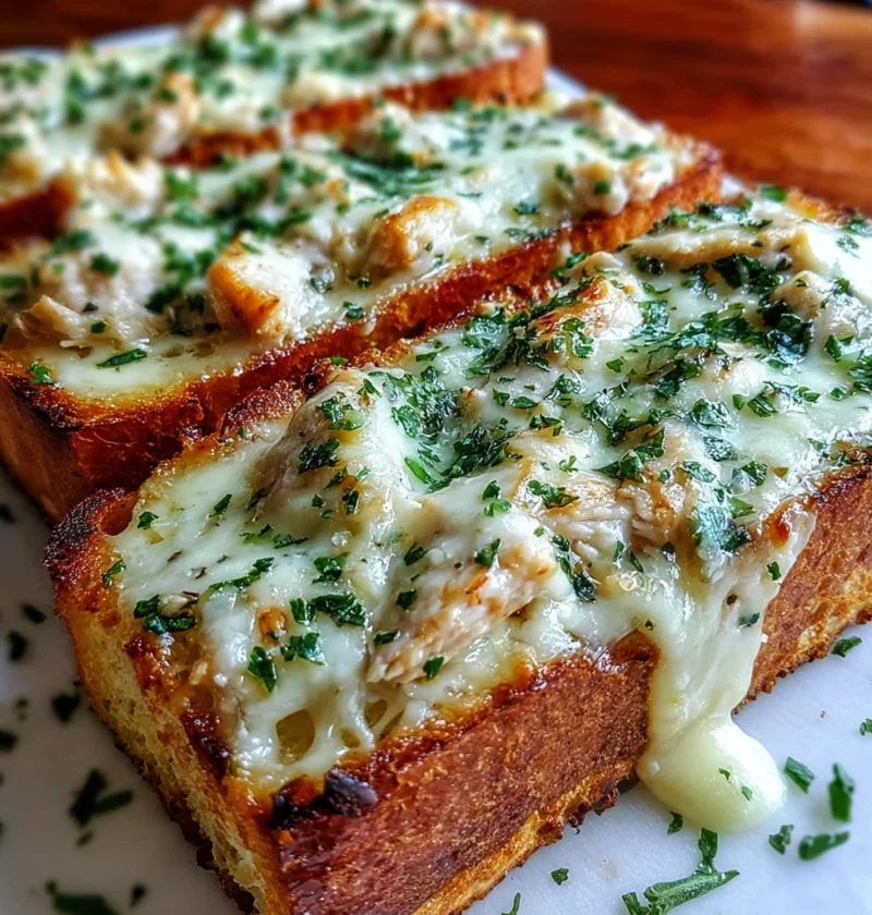 Chicken Alfredo Garlic Bread