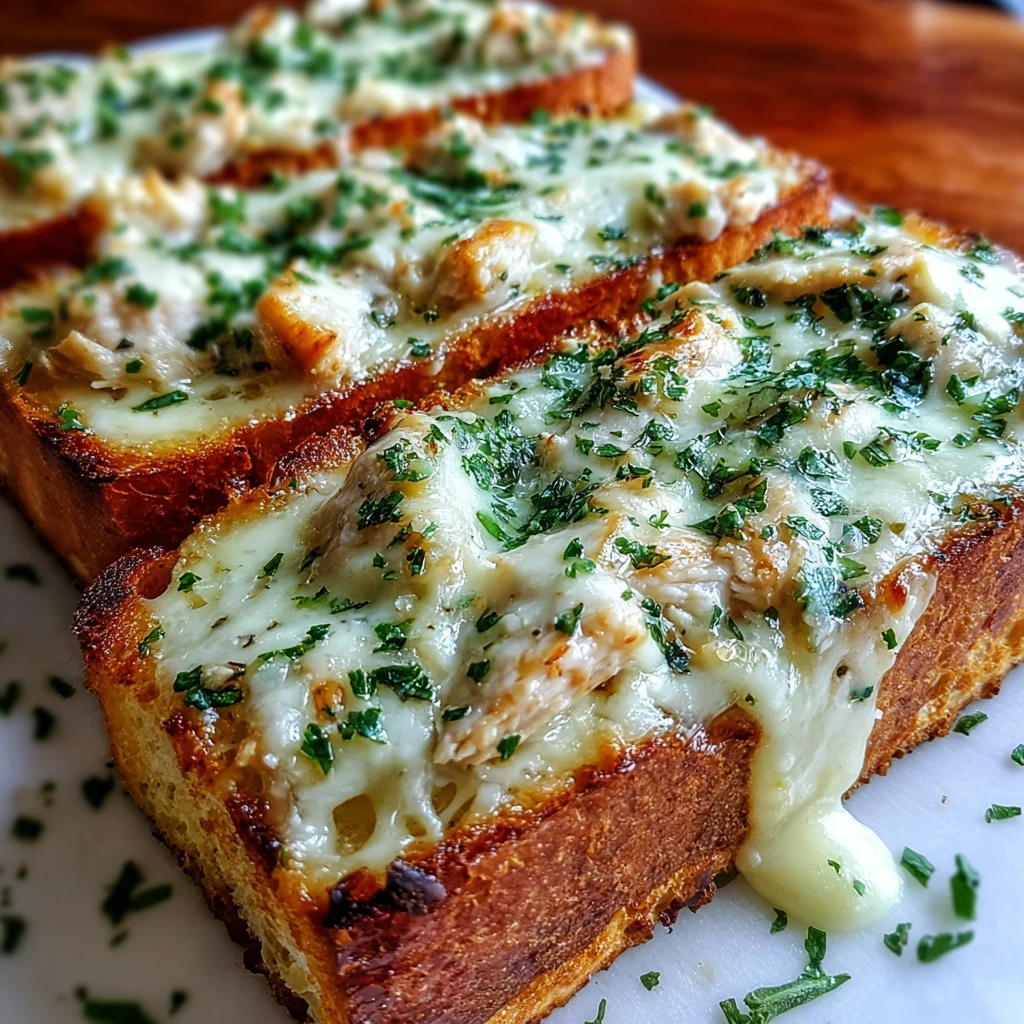 Chicken Alfredo Garlic Bread