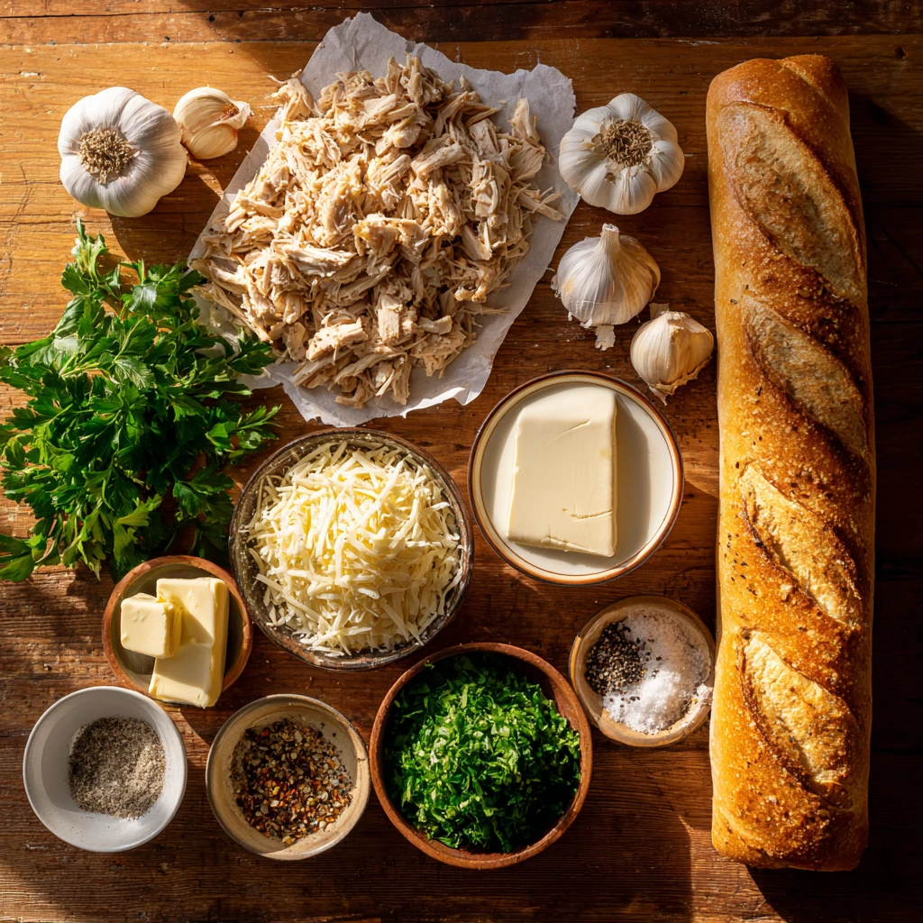 Chicken Alfredo Garlic Bread