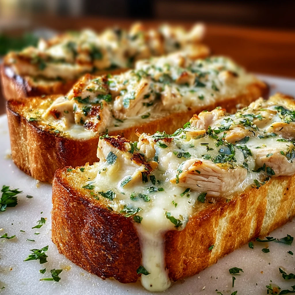 Chicken Alfredo Garlic Bread