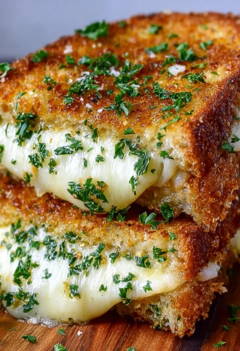 Garlic Bread Grilled Cheese Crispy Cheesy Comfort Food
