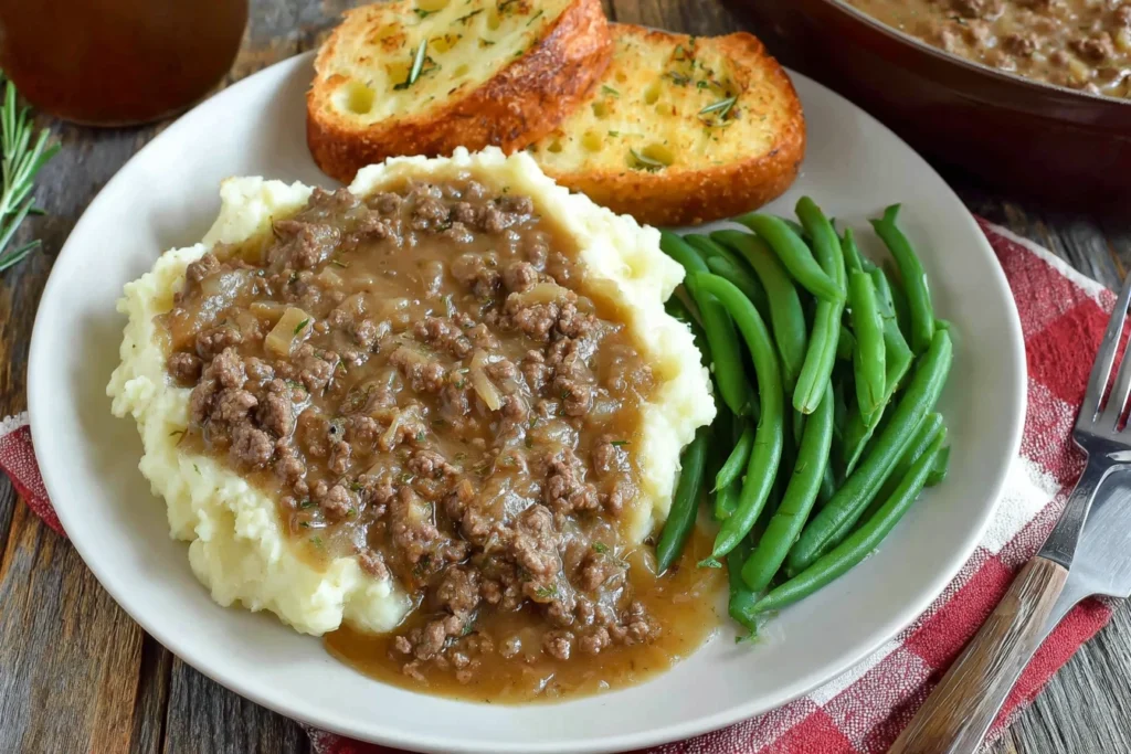 Savory Beef and Gravy Delight: Rich and Tender Ground Beef Simmered!