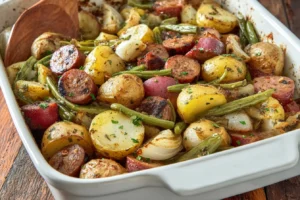 Ultimate One-Pan Comfort: Hearty Sausage, Green Bean & Potato Casserole