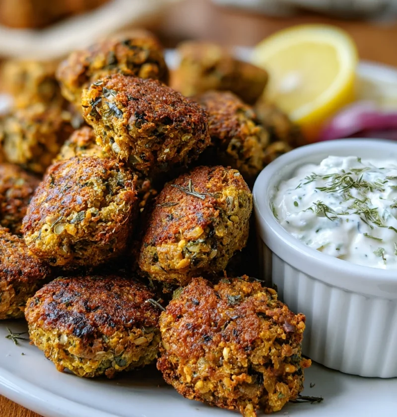 Baked Greek Lentil Meatballs Tzatziki Highprotein Dinner