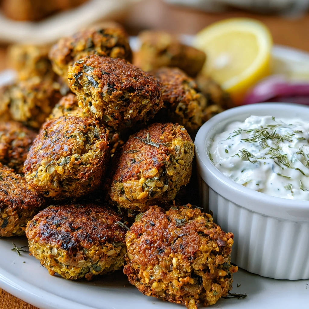 Baked Greek Lentil Meatballs with Tzatziki – Easy High-Protein Dinner