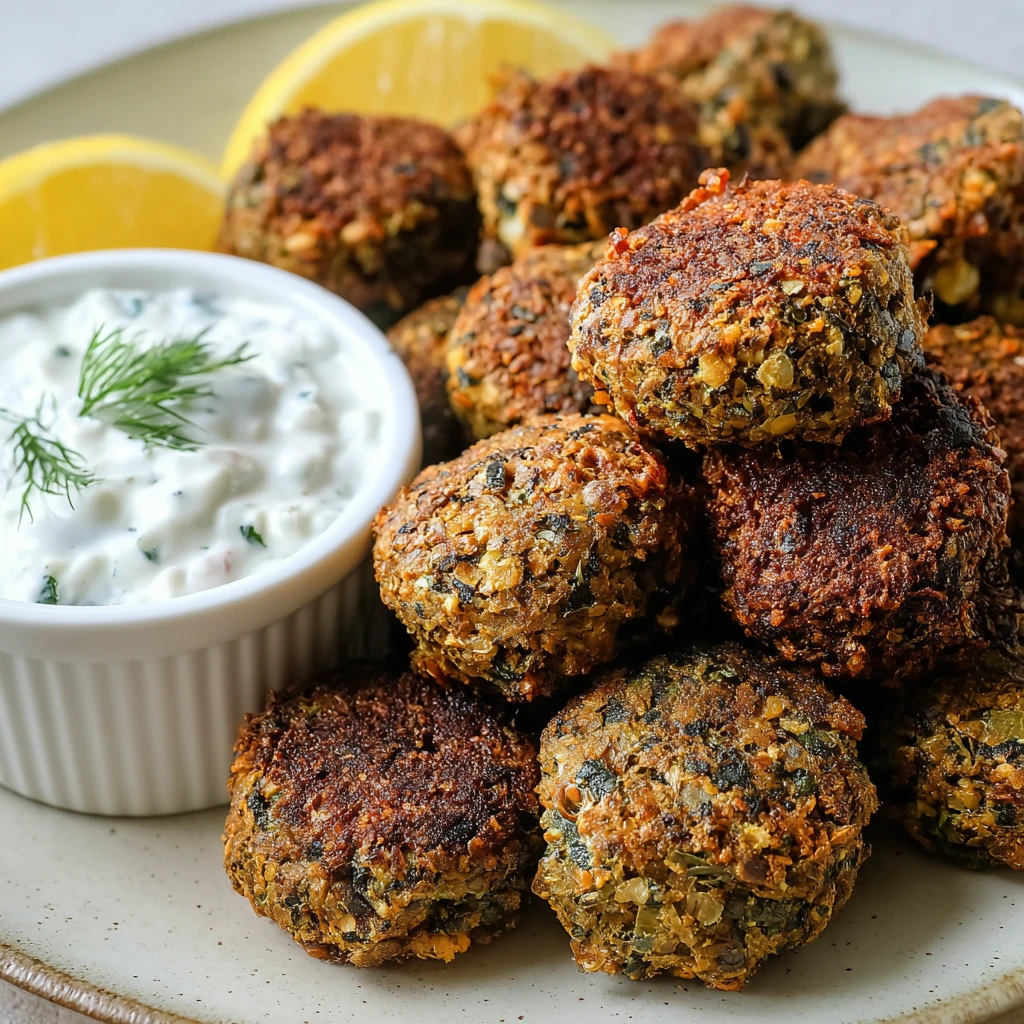 Baked Greek Lentil Meatballs Tzatziki Highprotein Dinner