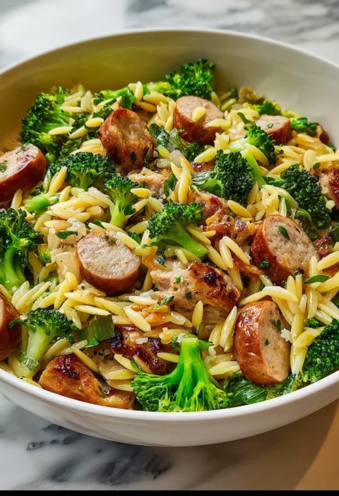 Chicken Sausage Broccoli Orzo Ingredients Comfort