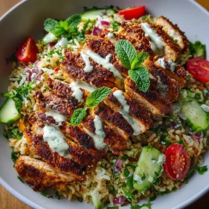 Chicken Shawarma Crispy Rice Salad