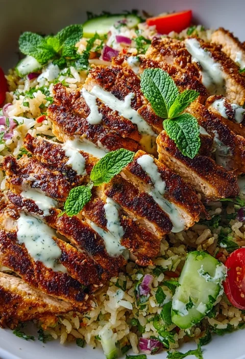 Chicken Shawarma Crispy Rice Salad