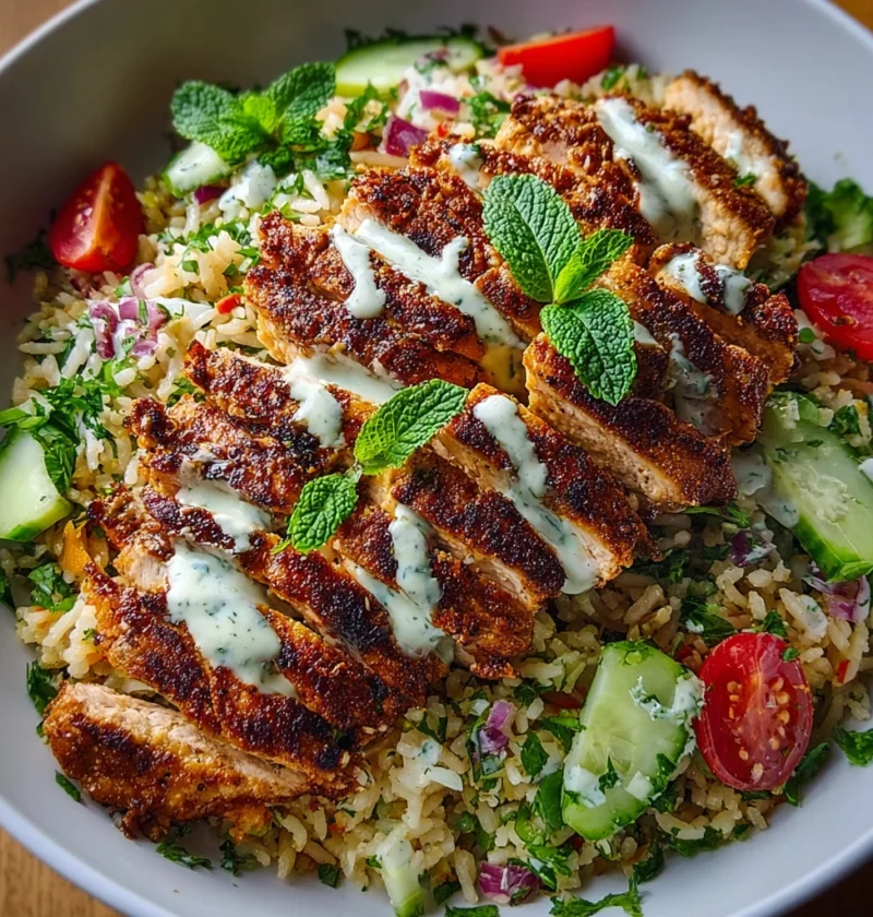 Chicken Shawarma Crispy Rice Salad