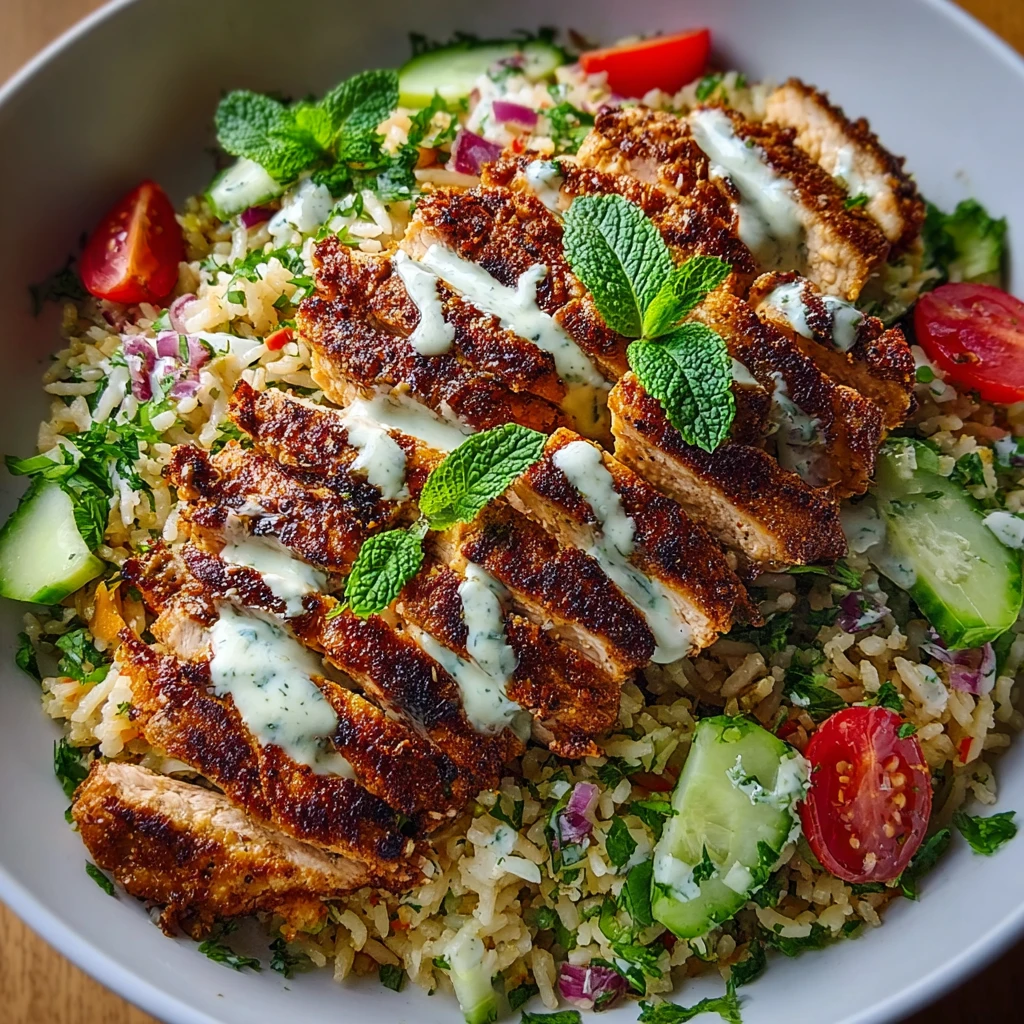 Chicken Shawarma Crispy Rice Salad