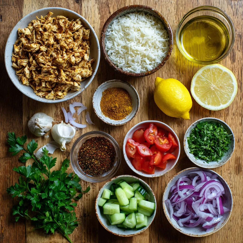 Chicken Shawarma Crispy Rice Salad