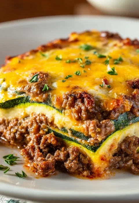 Lowcarb Ground Beef Zucchini Bake Recipe Dinner
