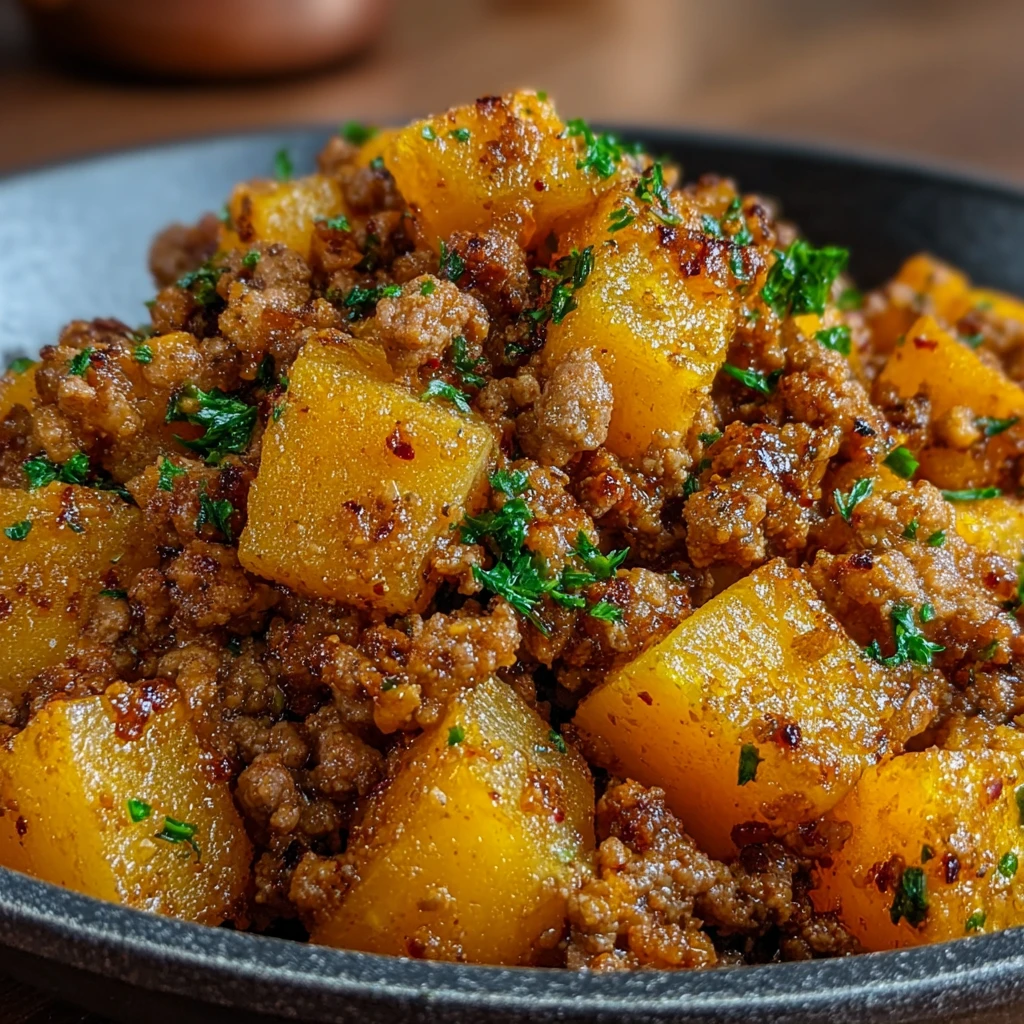 Roasted Butternut Squash With Ground Turkey