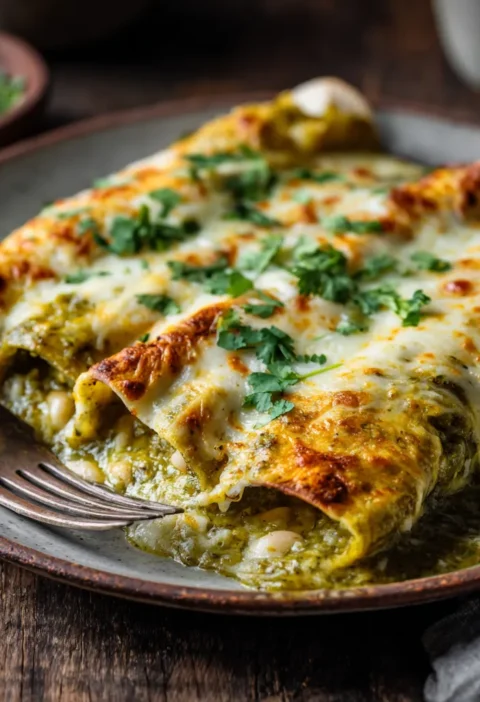 Green Chili White Bean Enchiladas