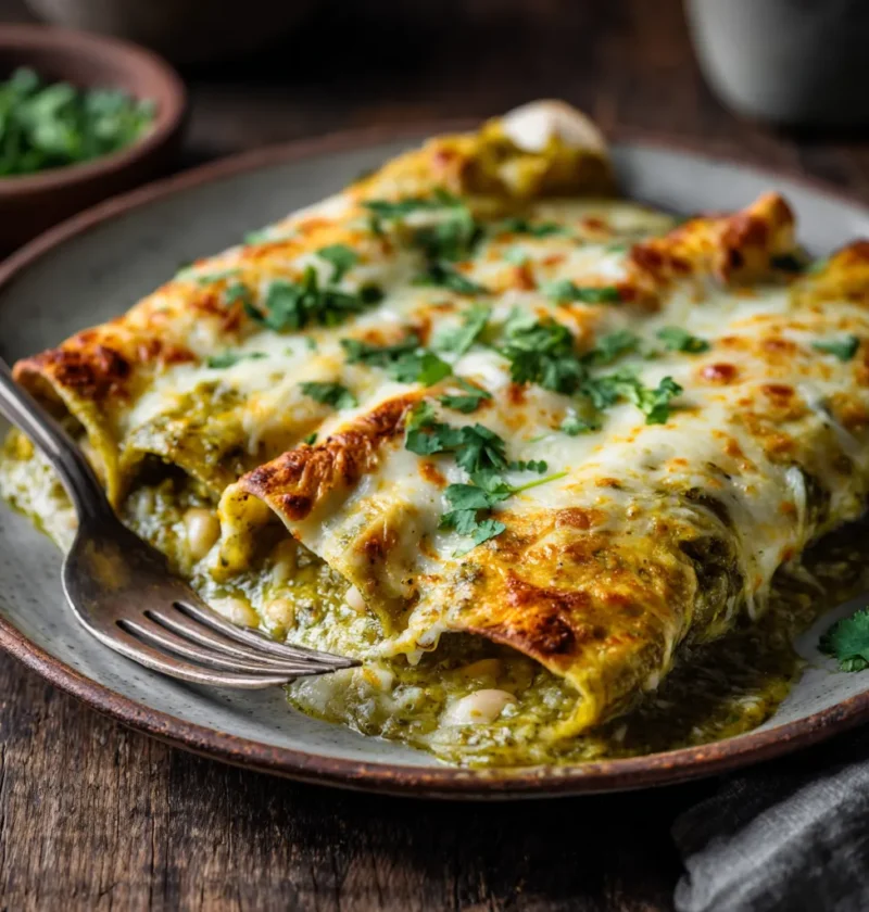 Green Chili White Bean Enchiladas