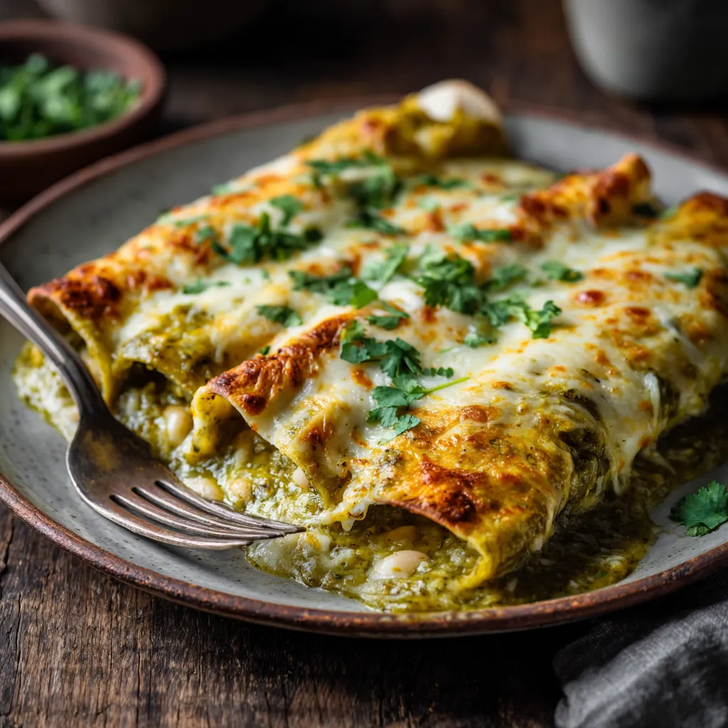 Green Chili White Bean Enchiladas