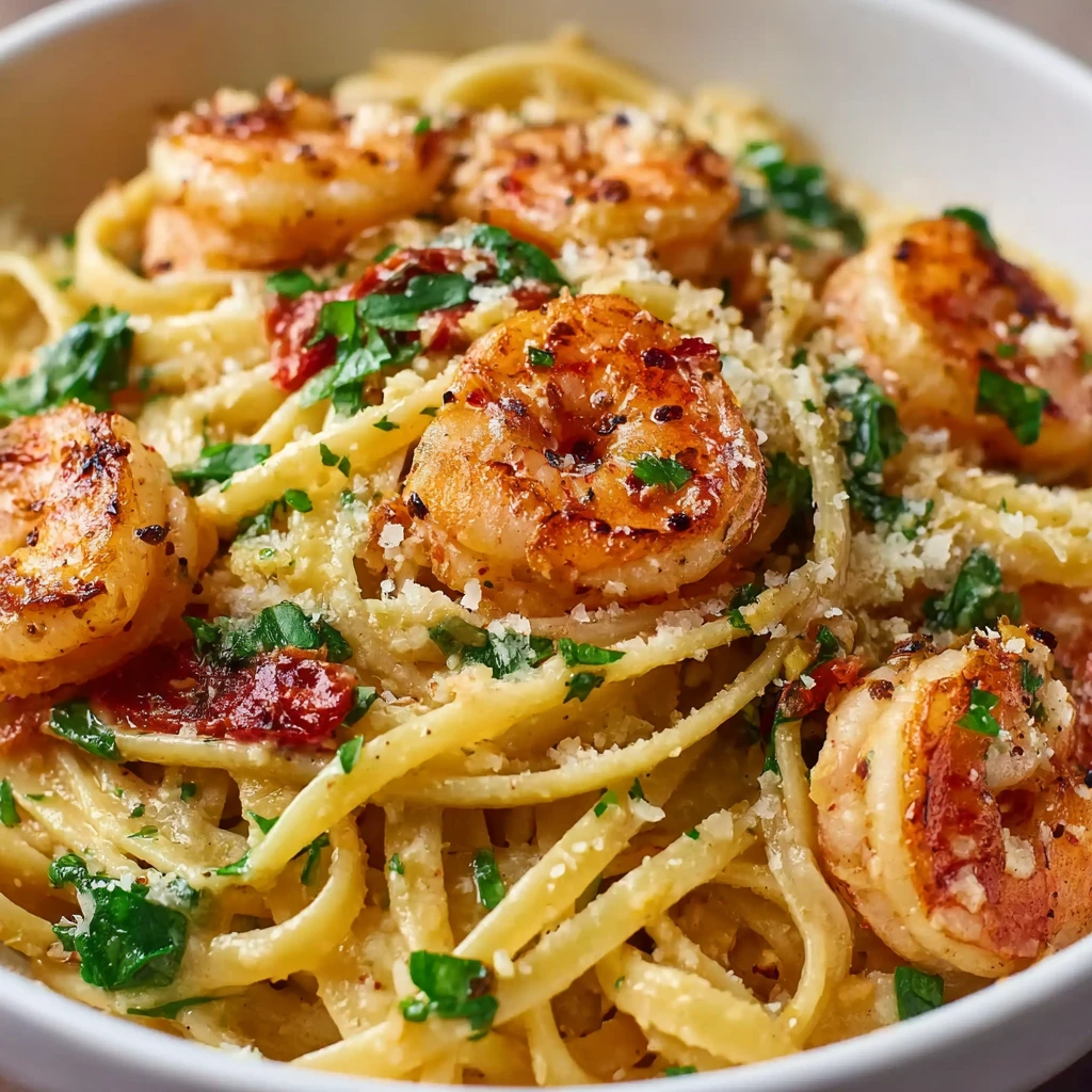 Creamy Tuscan Garlic Butter Shrimp Pasta 30min