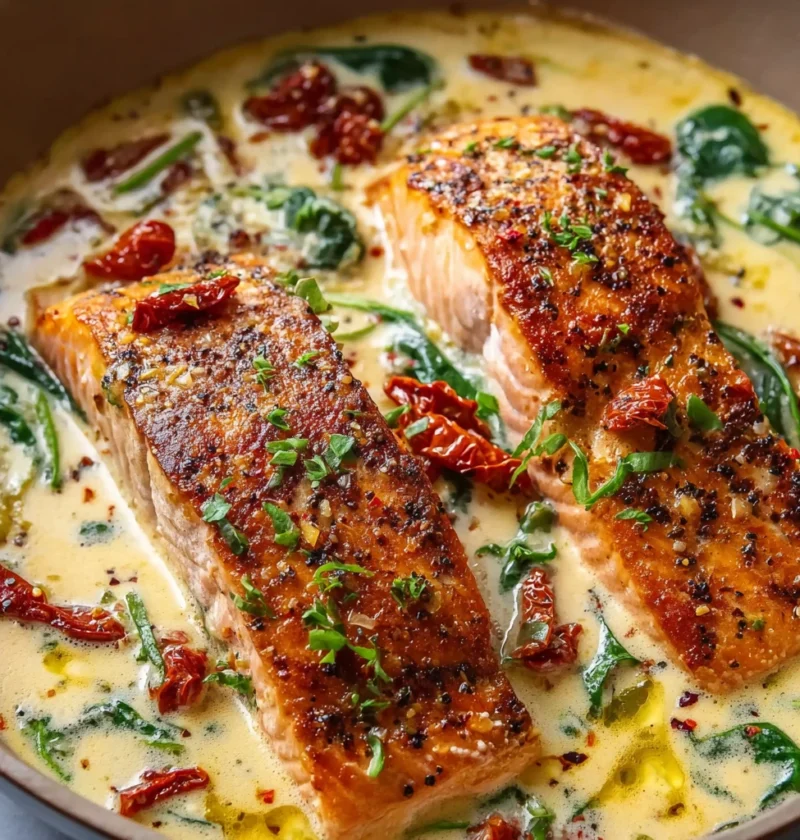 Creamy Tuscan Salmon Sundried Tomatoes Recipe Image