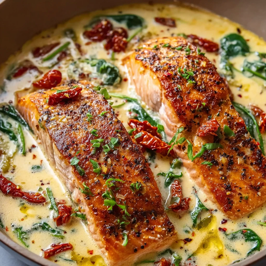 Creamy Tuscan Salmon Sundried Tomatoes