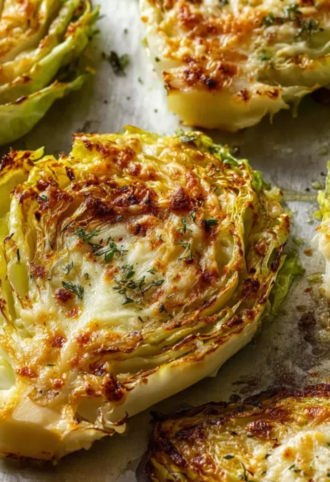 Crispy Cabbage Steaks Cheese Recipe Image