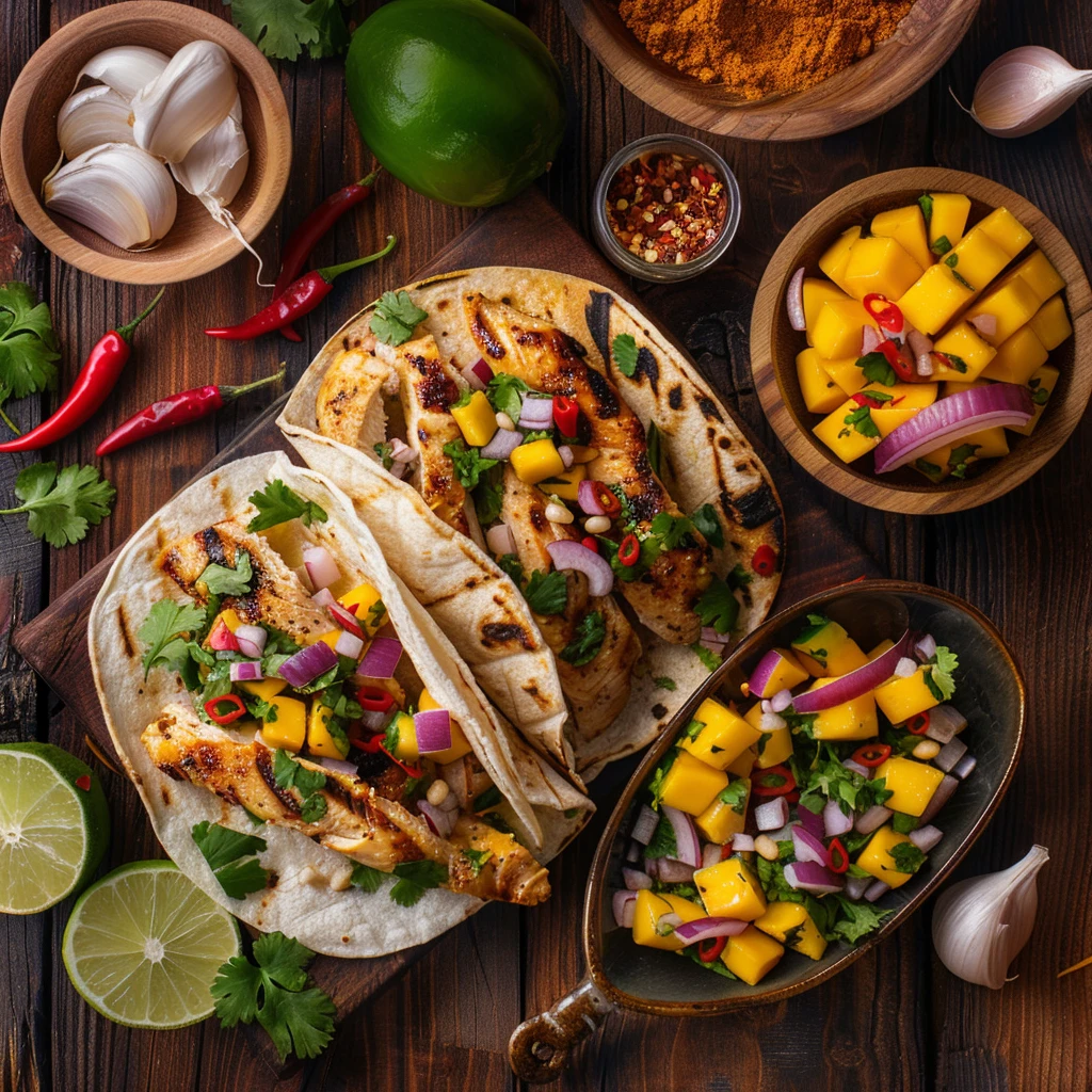 Grilled Chicken Tacos Mango Salsa