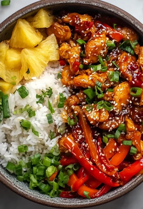 Hawaiian Chicken Bowls Sweet Savory Recipe Image