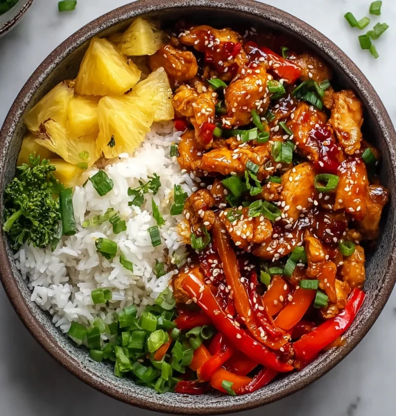 Hawaiian Chicken Bowls Sweet Savory Recipe Image