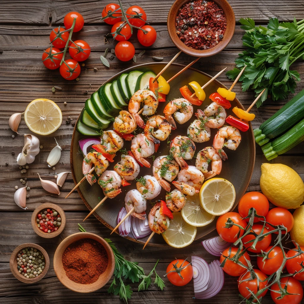 Juicy Mediterranean Grilled Shrimp Skewers