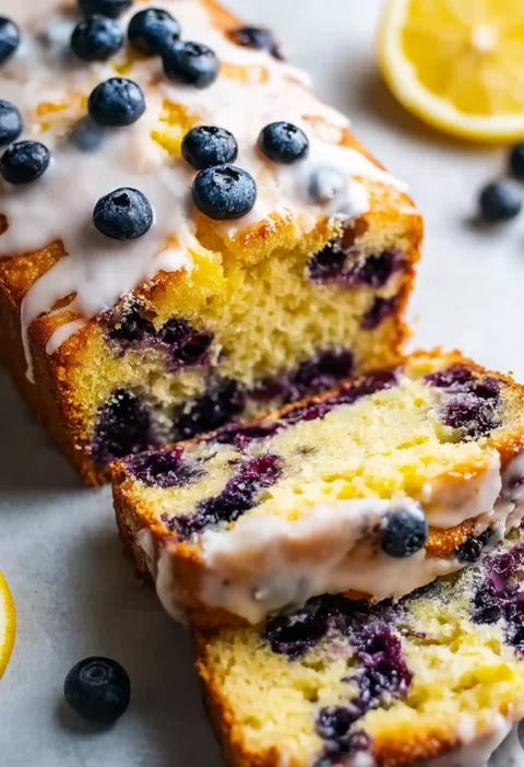 Lemon Blueberry Loaf Cake Glaze Recipe Image