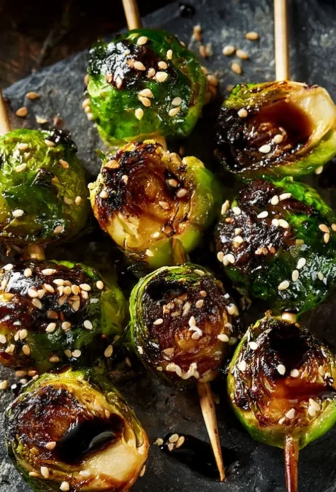 Caramelized Brussels sprouts skewers
