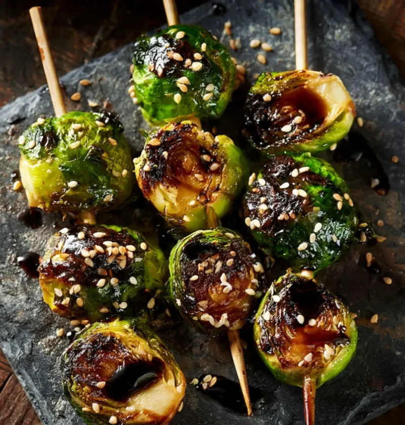 Caramelized Brussels sprouts skewers