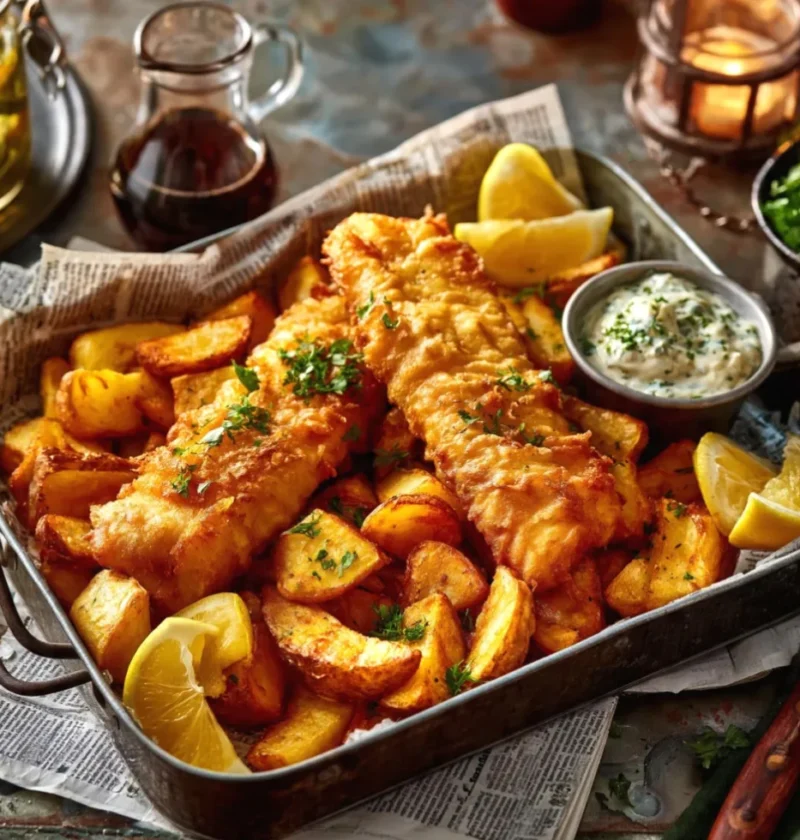 Crispy fish and chips