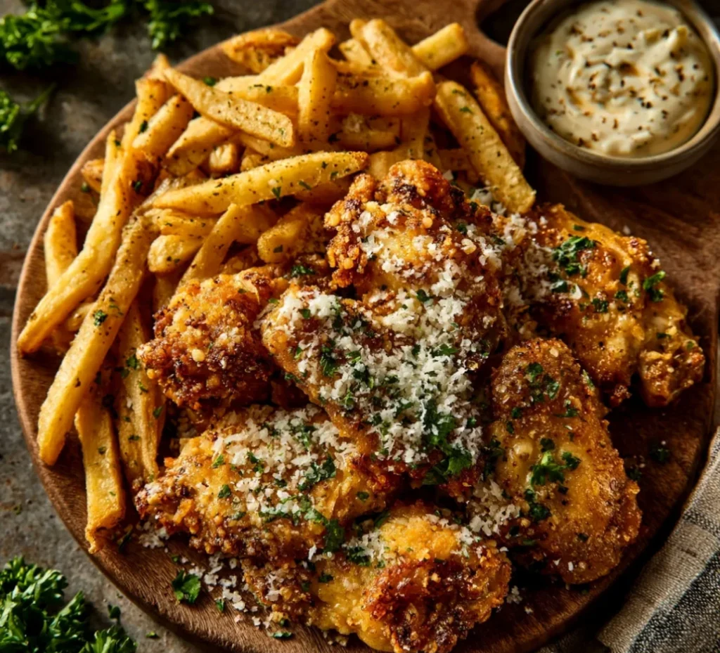 Crispy Garlic Parmesan Wings Seasoned Fries & Easy and Tasty - Crispy Garlic Parmesan Wings Seasoned Fries & Easy and Tasty