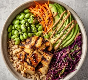 Grilled Tofu Power Bowl & Delicious and Delightful