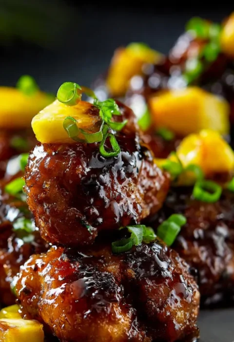 Pineapple Brown Sugar Glazed Chicken Bites