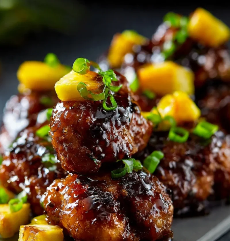 Pineapple Brown Sugar Glazed Chicken Bites
