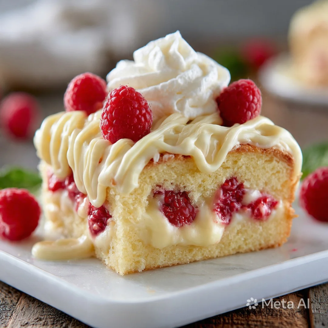 White Chocolate Raspberry Poke Cake