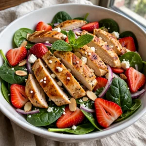 Strawberry Chicken Spinach Salad & Refreshing and Easy