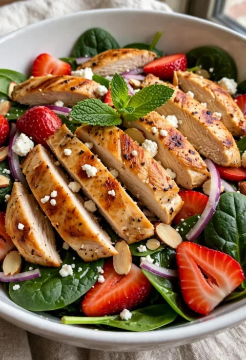 Strawberry Chicken Spinach Salad