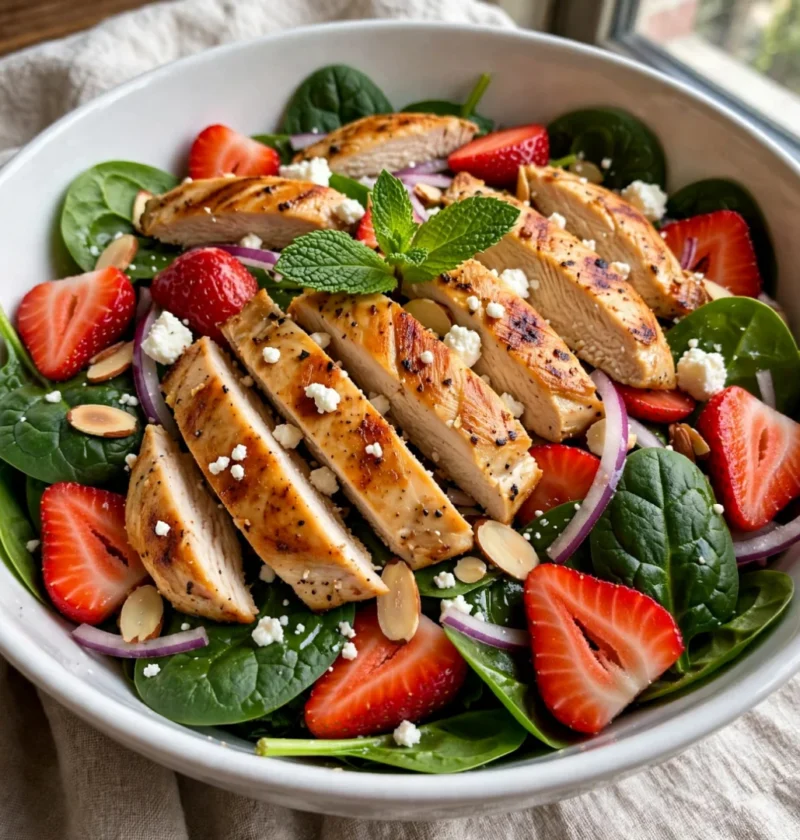 Strawberry Chicken Spinach Salad