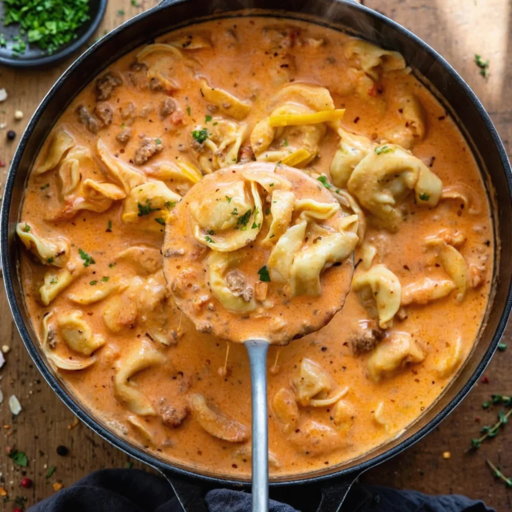Cheesy Hamburger Tortellini Soup - Cheesy Hamburger Tortellini Soup