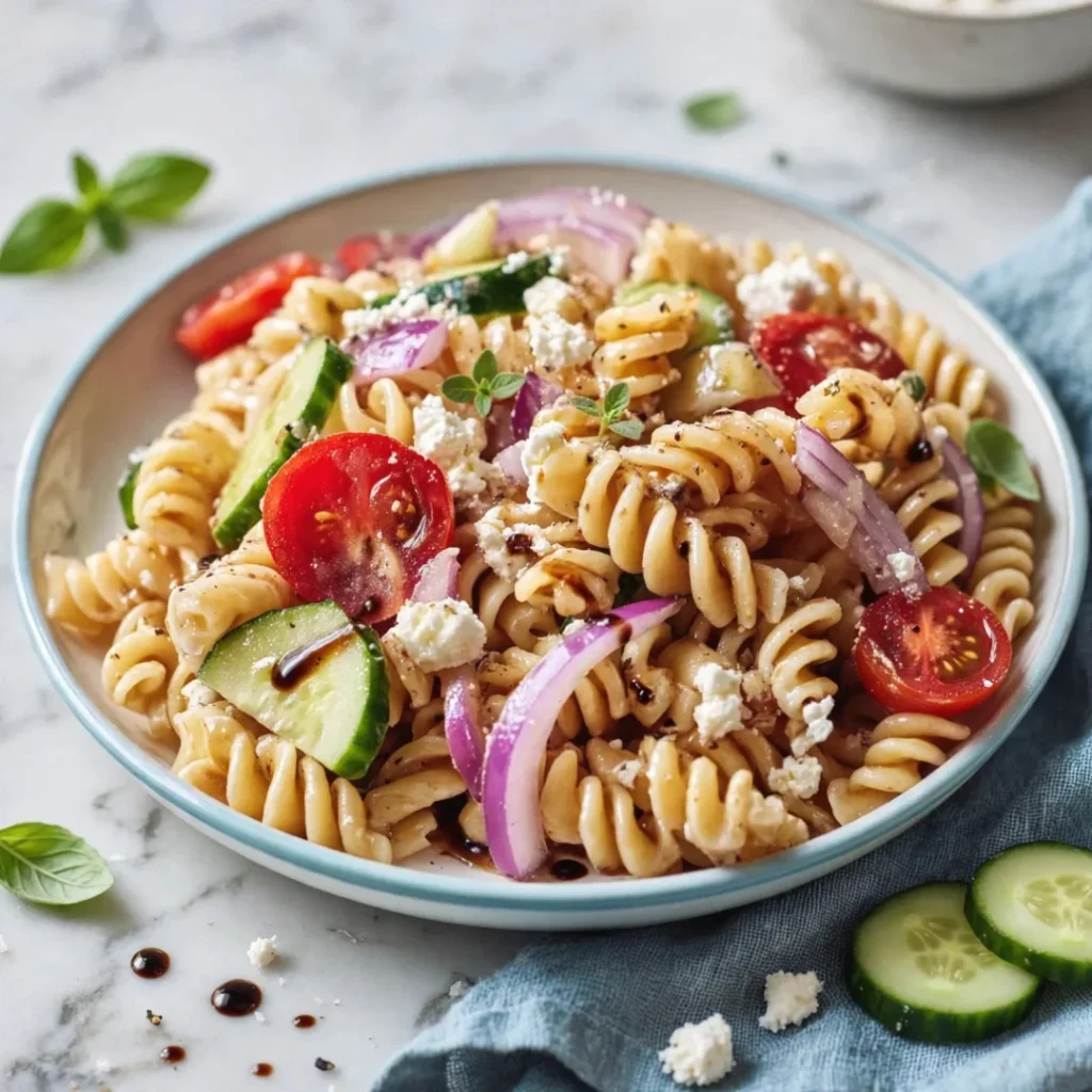 Classic Balsamic Pasta Salad with Feta - Classic Balsamic Pasta Salad with Feta