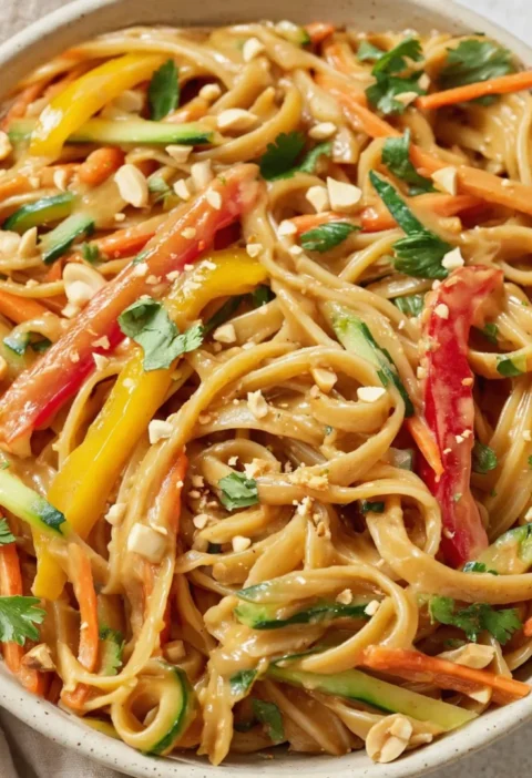 Cold Peanut Noodle Pasta Salad