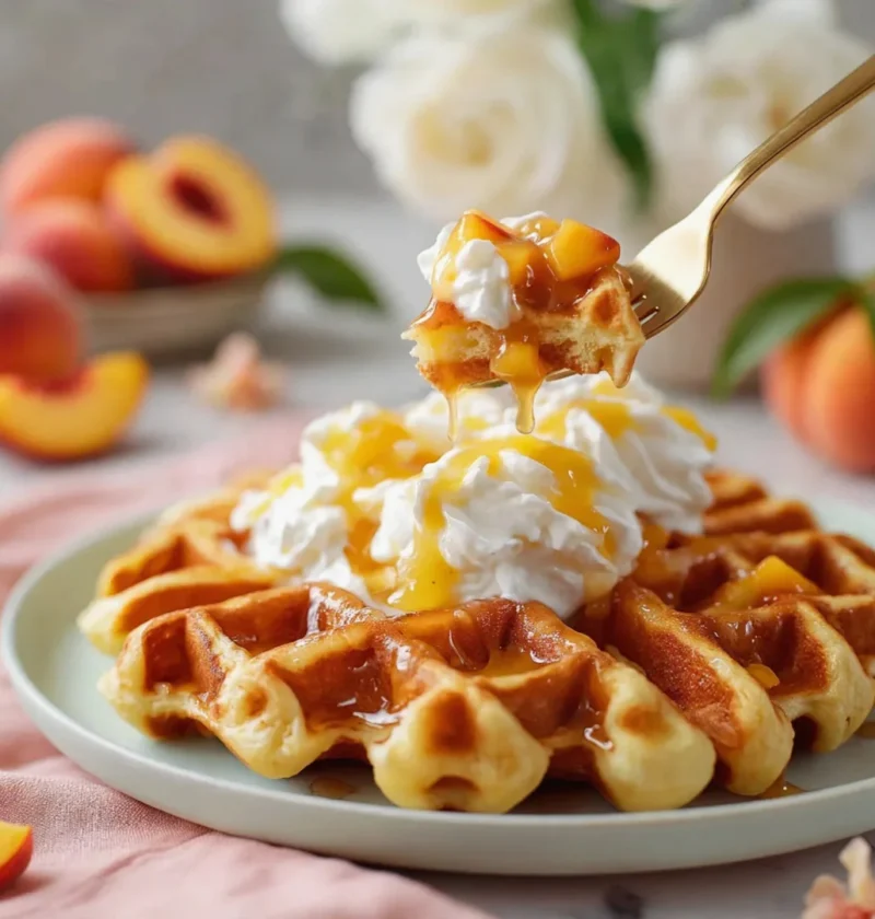 Fluffy Peach Waffles