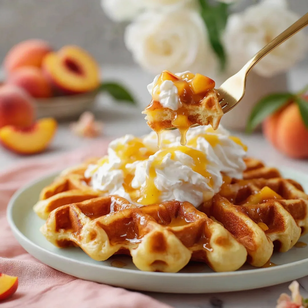 Fluffy Peach Waffles