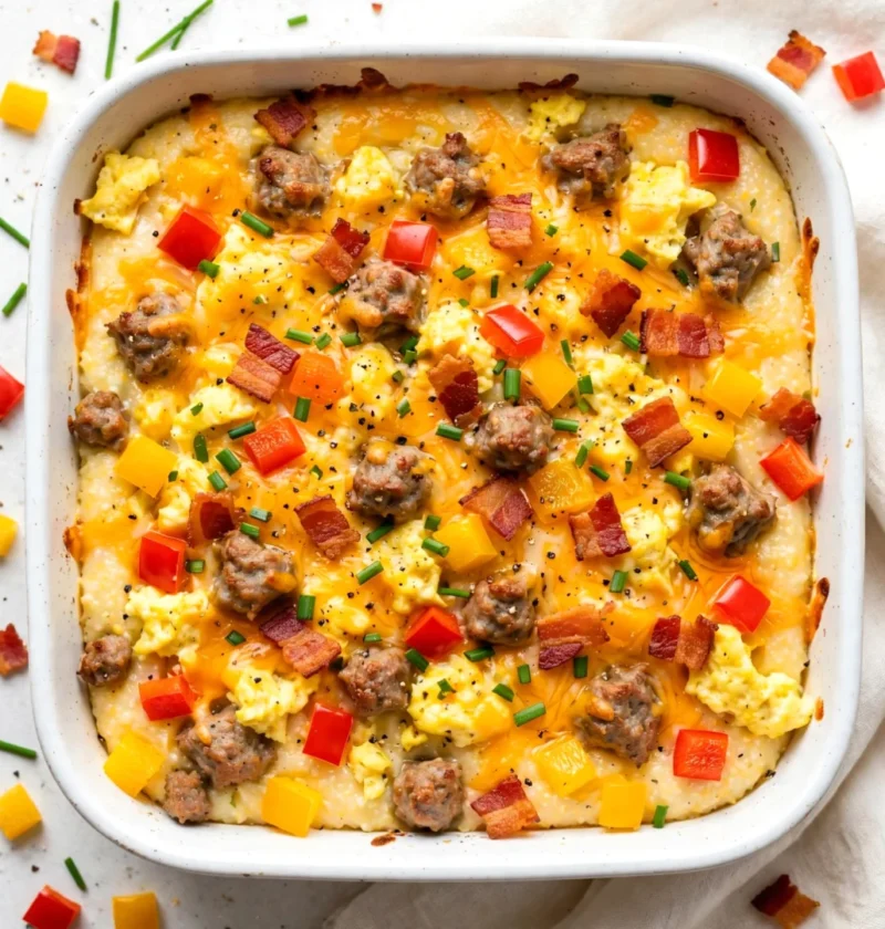 Loaded Grits Breakfast Casserole